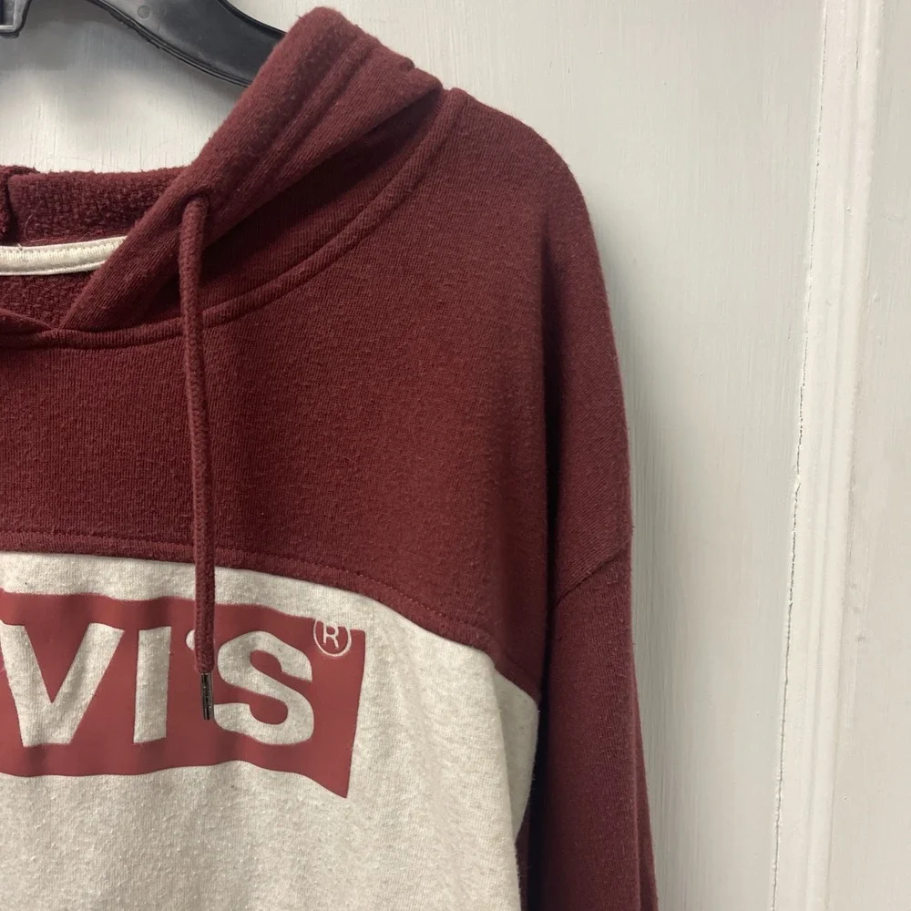 Levi's Men's Color Block Hoodie XLRed White Logo Pullover Hoodie Streetwear